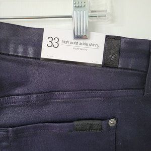 7 for all mankind purple coated super skinny jeans sz33
